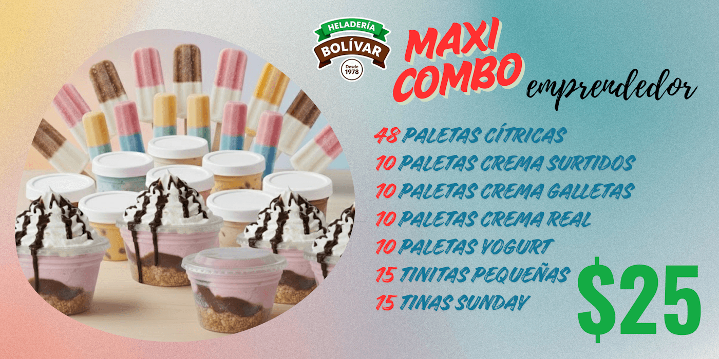 Venta de Helados al Mayor, Emprendendedores, Heladería Bolívar