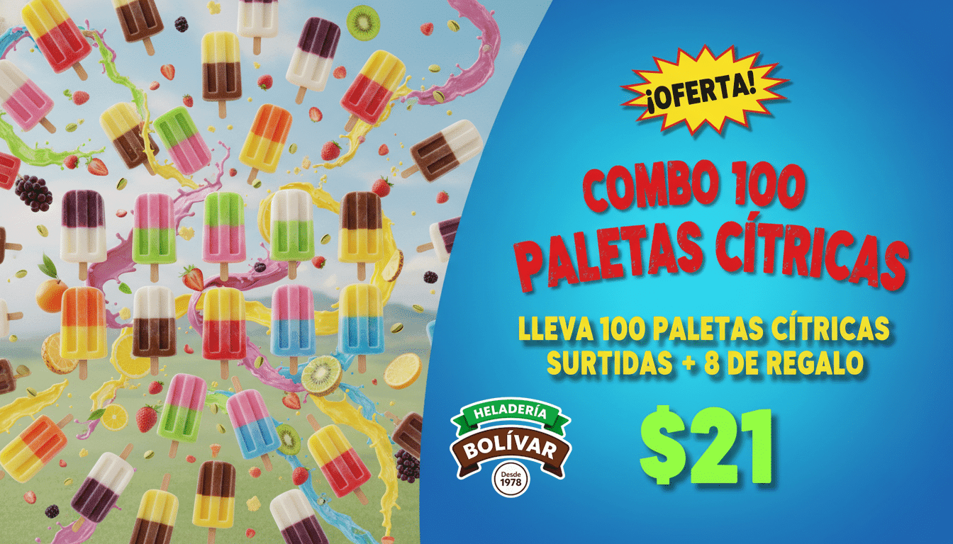 Combo 100 paletas Heladería Bolívar / Combo tinitas y mix Heladería Bolívar